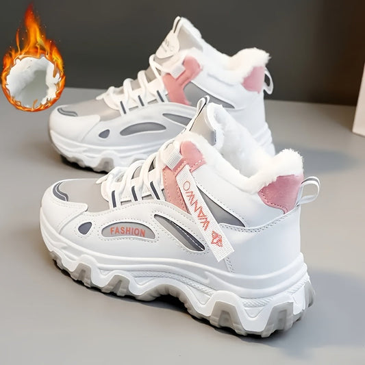 Cozy Fleece Lined Nonslip Striped Sports Shoes