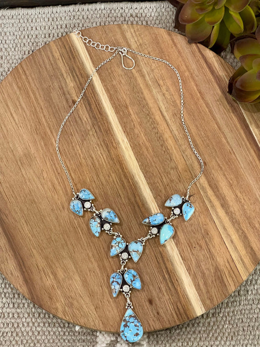 Handmade Sterling Silver, CZ & Golden Hills Cluster Necklace