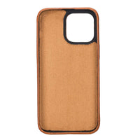 Brown genuine leather snap-on case for iPhone 11, displayed against white background.