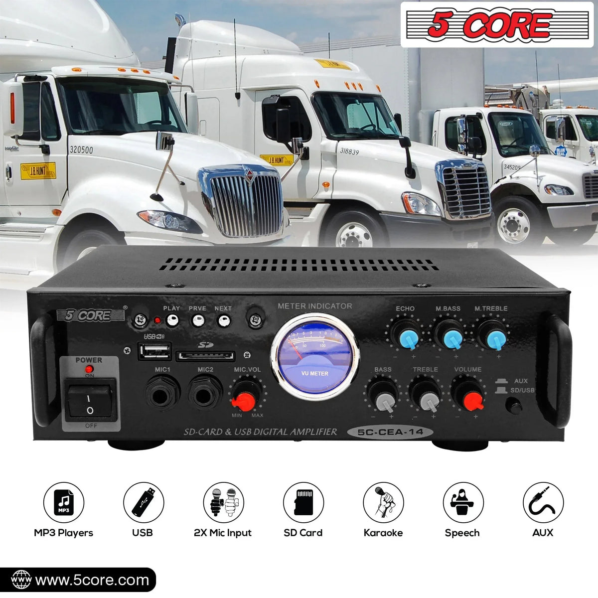 5Core Dual Channel Amplifier Car Audio System 300W Audio Reciver Car - Trustymall