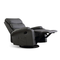 Close-up of the recliner's remote control resting on armrest of the massage chair