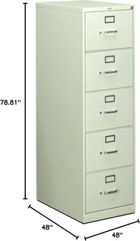 5 Drawer Filing Cabinet 310 Series Full Suspension Gray