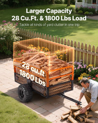 Dump Trailer 1800 Lbs 28 Cu. Ft Tow Behind Steel Garden Yard Trailer