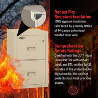 Vertical 2 Drawer Fire Safe File Cabinet 1 Hour Fire Rated