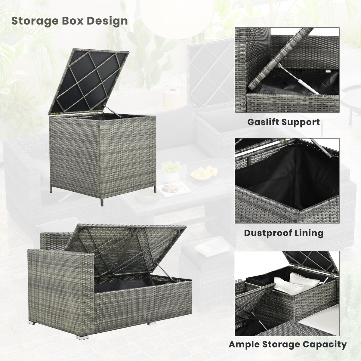 Outdoor 6-Piece All Weather PE Rattan Sofa Set, Garden Patio Wicker