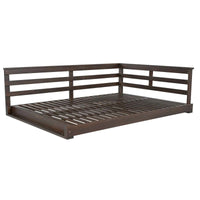 Acacia Wood Porch Swing Bed for Outdoor with Hemp Ropes - Full Size
