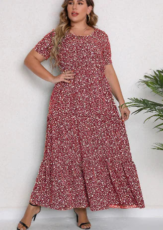 Plus Size Floral Maxi Dress - Bohemian Summer Style