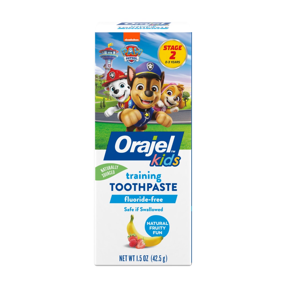 Orajel Kids Paw Patrol Fluoride-Free Training Toothpaste, Natural Fruity Fun Flavor, #1 Pediatrician Recommended, 1.5oz Tube