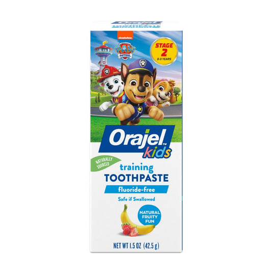 Orajel Kids Paw Patrol Fluoride-Free Training Toothpaste, Natural Fruity Fun Flavor, #1 Pediatrician Recommended, 1.5oz Tube