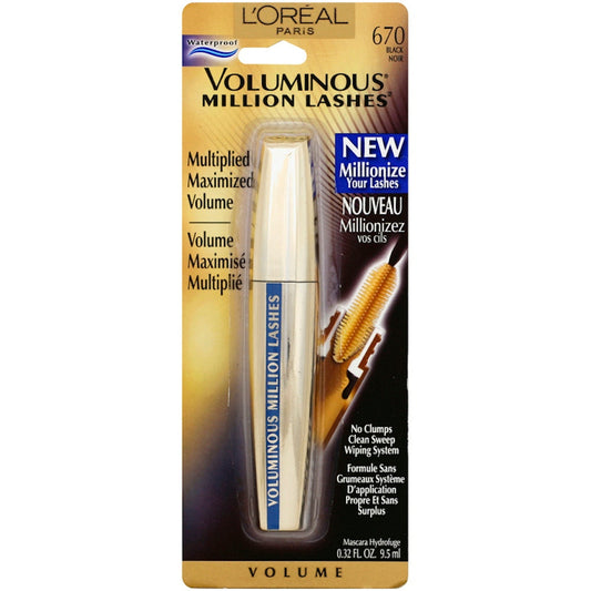 L'Oreal Paris Voluminous Million Lashes 670 Black Waterproof 0.32 Fl Oz