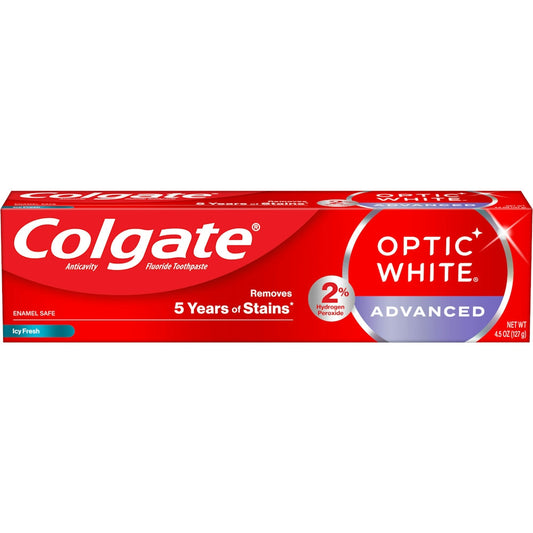 Colgate Optic White Advanced Anticavity Fluoride Icy Fresh Toothpaste 4.5 Oz