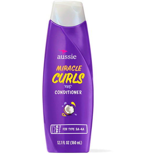 Aussie Paraben-Free Miracle Curls Conditioner With Coconut & Jojoba Oil For Curly Hair - 12.1 Fl Oz