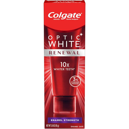 Colgate Optic White Renewal Teeth Whitening Toothpaste, Enamel Strength, 3 Oz Tube