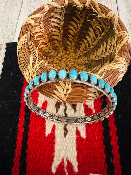 Handcrafted Turquoise & Sterling Silver Bangle Bracelet by Leroy James