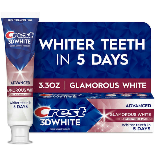 Crest Advanced Glamorous White Fluoride Anticavity Toothpaste 3.3 Oz