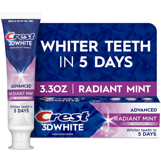 Crest 3D White Advanced Toothpaste, Radiant Mint - 3.3 Ounce