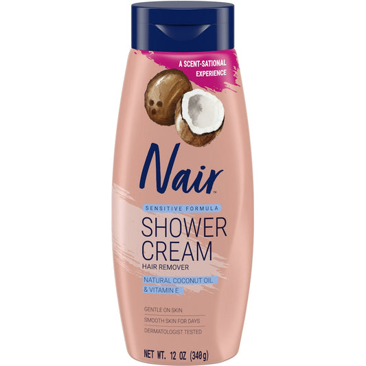 Nair Hair Remover, Natural Coconut Oil & Vitamin E, Shower Cream