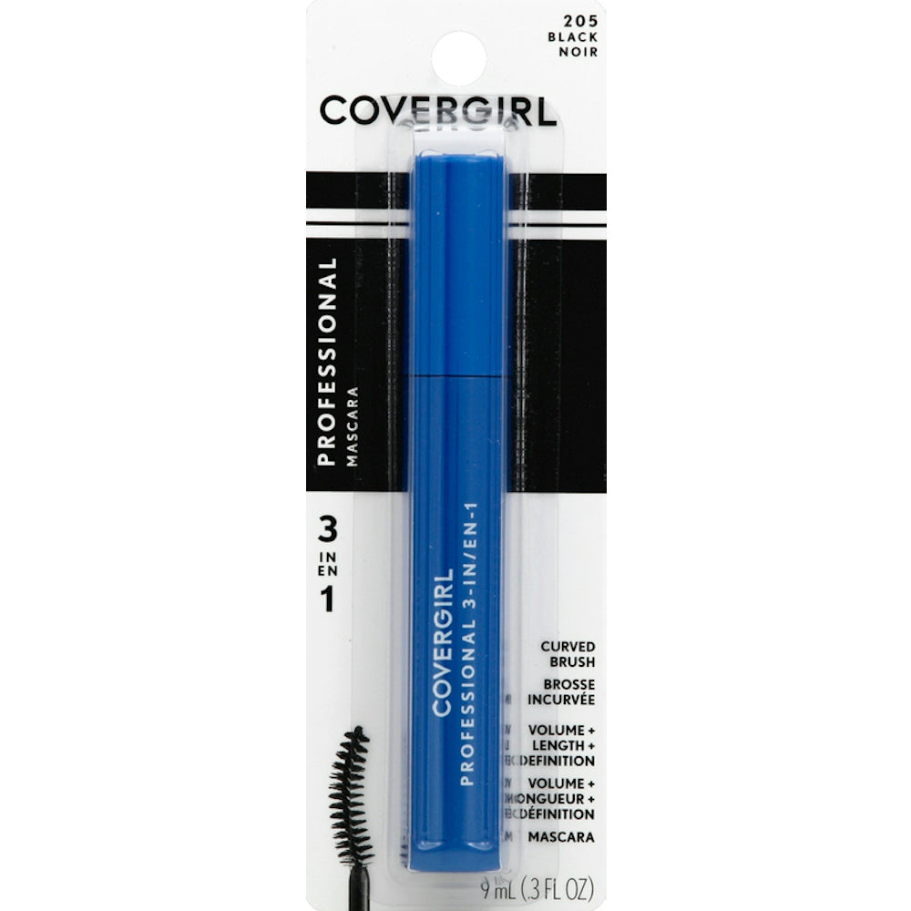 CoverGirl Professional 3-in-1 Curved Brush Mascara, Black