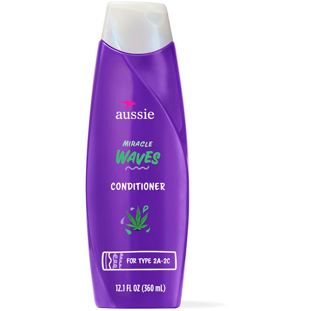 Aussie Miracle Waves Anti-Frizz Hemp Paraben-Free Conditioner, 12.1 Fl Oz