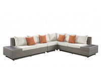 126inches X 100inches X 30inches Beige Fabric And Gray Wicker Patio