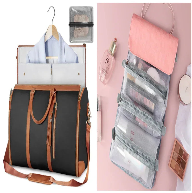 Large Capacity Travel Duffle Bag Women's Handbag Folding Suit Bag Waterproof Clothes Totes - Trustymall
