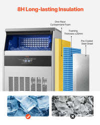 160lbs/24H Commercial Ice Maker Machine, 66lbs Storage Capacity Ice