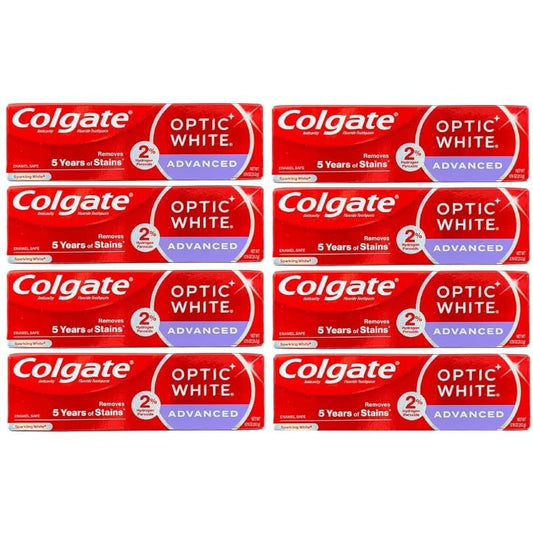 Colgate Optic White Toothpaste, Anticavity Fluoride, Sparkling White, Advanced