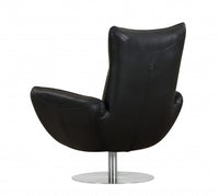 43inches Black Contemporary Leather Lounge Chair