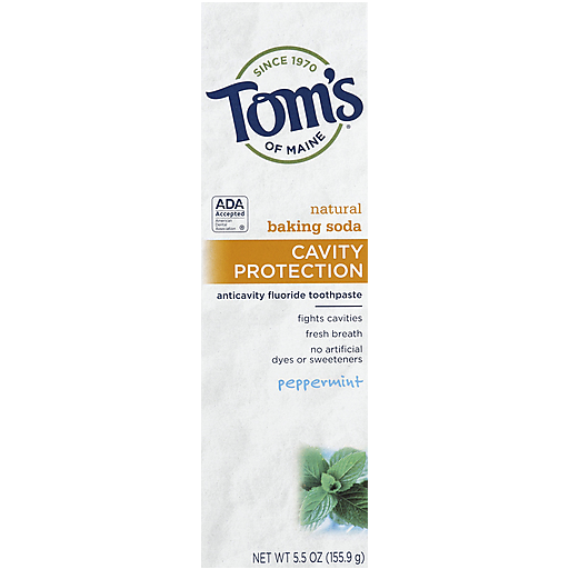 Tom's of Maine Fluoride Toothpaste Natural Baking Soda Cavity Protection Peppermint
