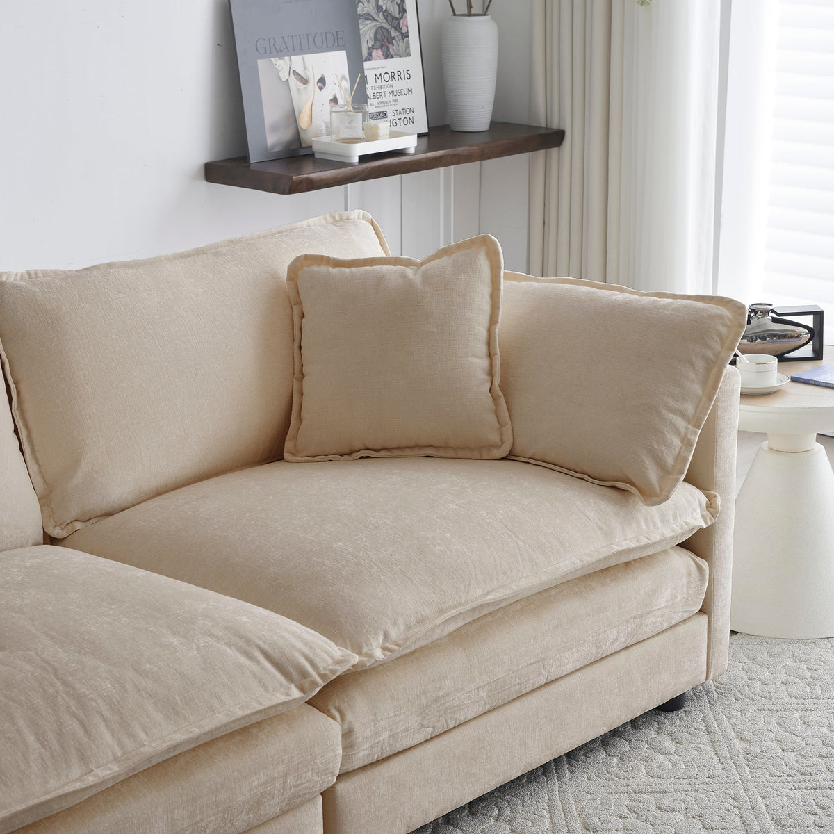 Modern Sofa Couch, 3 Piece Set Extra Deep Seat Sectional Sofa For