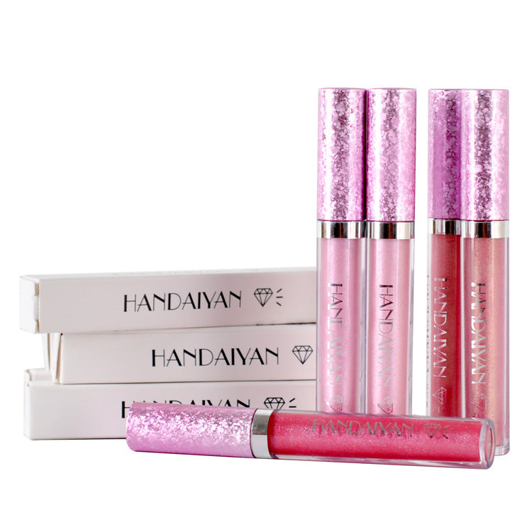 handaiyan Diamond Pearl Lip Gloss Non-Stick Cup Mermaid Lip Gloss Lipstick