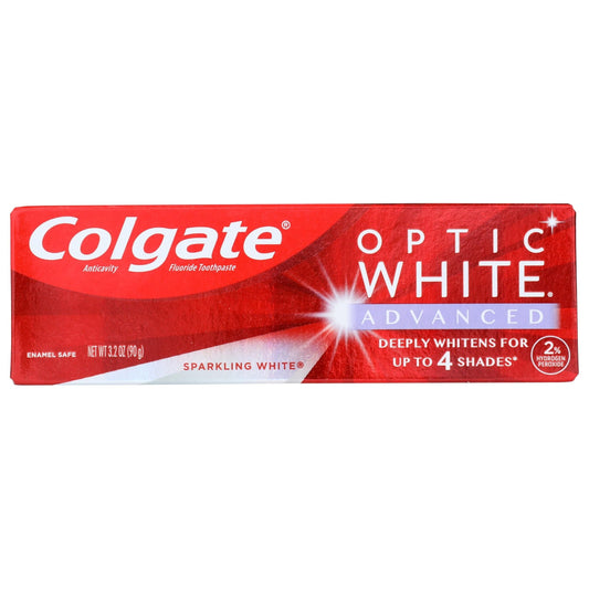 Colgate Optic White Advanced Teeth Whitening Toothpaste, Sparkling White, 3.2 Oz