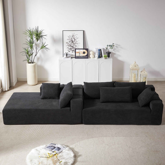 Modern Chenille Upholstered Sectional Sofa Couch Set,Modular 108