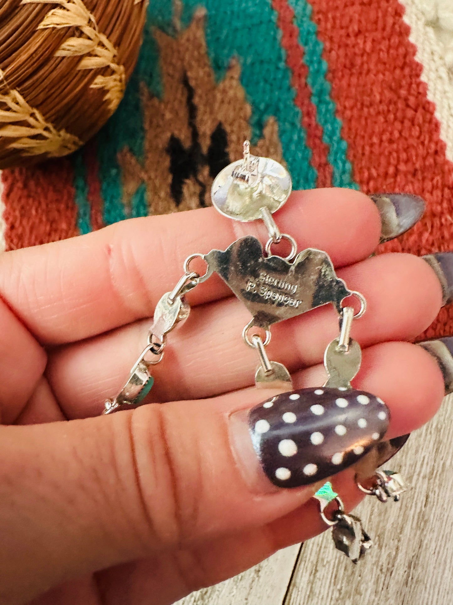 Handcrafted Turquoise & Sterling Silver Chandelier Dangle Earrings