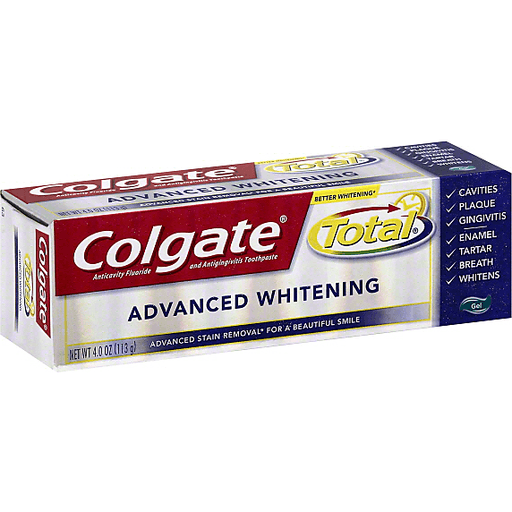 Colgate Total Toothpaste, Anticavity Fluoride And Antigingivitis, Advanced Whitening, Gel