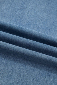 Pleated Wide Leg Pocketed Denim Jumpsuit