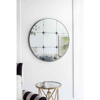 D36" Traditional Decor Style Round Antique Glass Wall Mirror, Wall