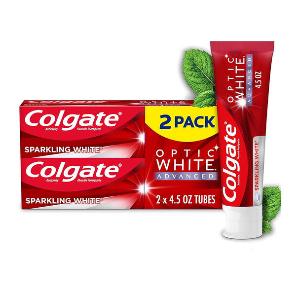 Colgate Optic White Advanced Teeth Whitening Toothpaste, Sparkling White, 4.5 Oz