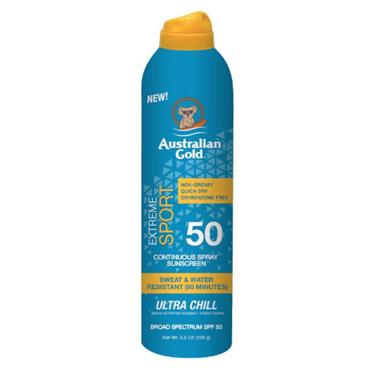 Australian Gold Extreme Sport Continuous Spray Sunscreen Ultra Chill SPF 50 6 Oz