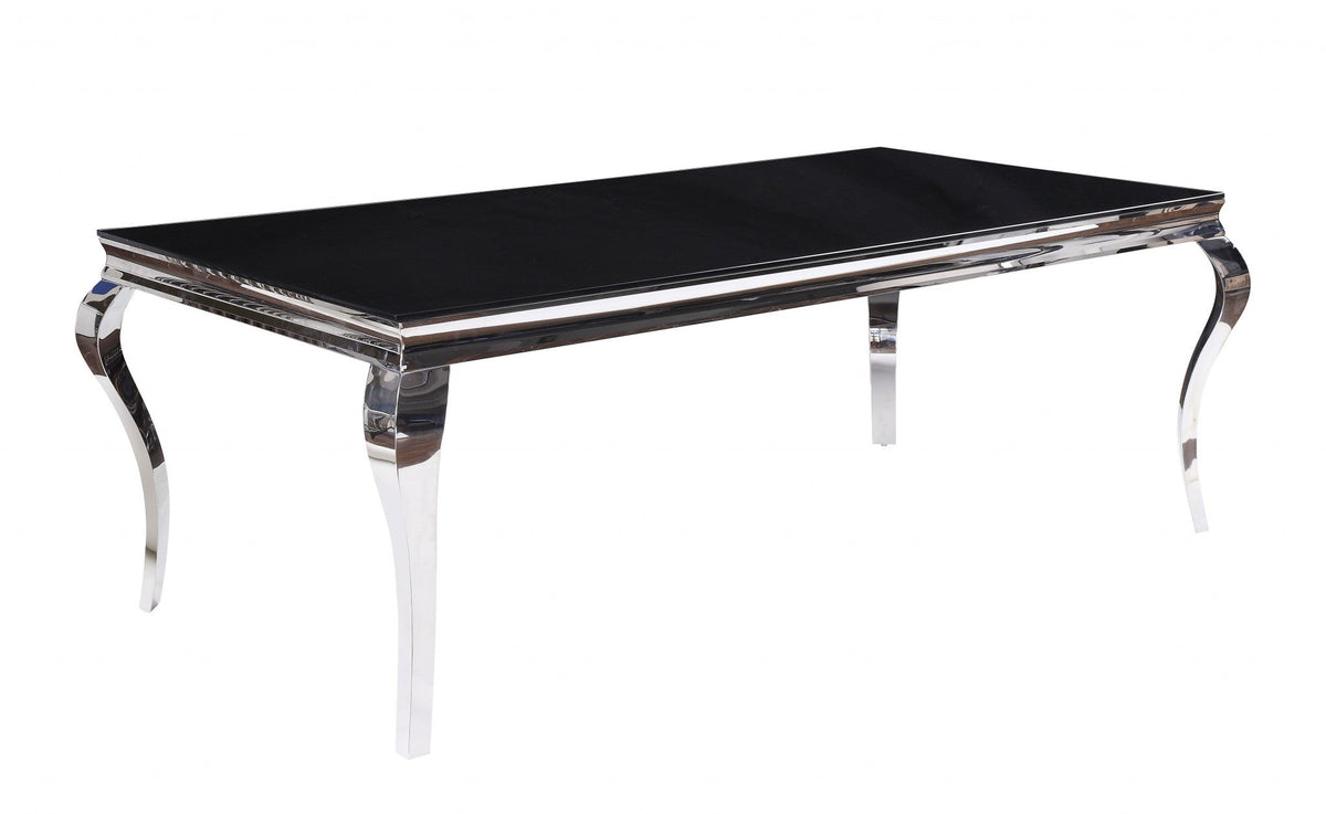 40inches X 80inches X 30inches Stainless Steel Black Glass  Dining
