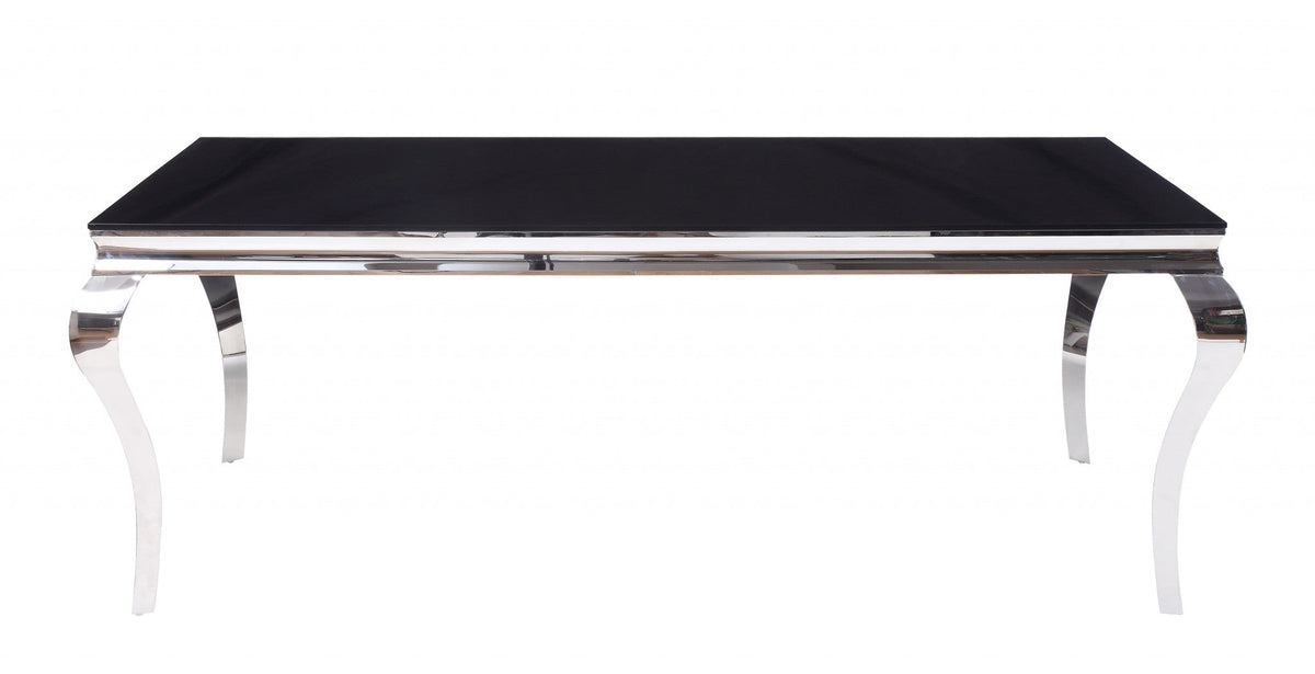 40inches X 80inches X 30inches Stainless Steel Black Glass  Dining