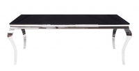 40inches X 80inches X 30inches Stainless Steel Black Glass  Dining