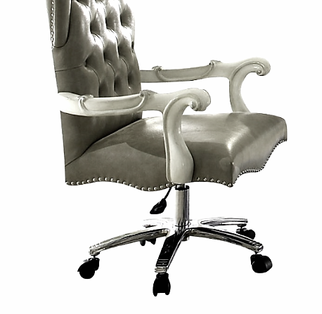 28inches X 28inches X 48inches Silver Faux Leather Upholstery Finish