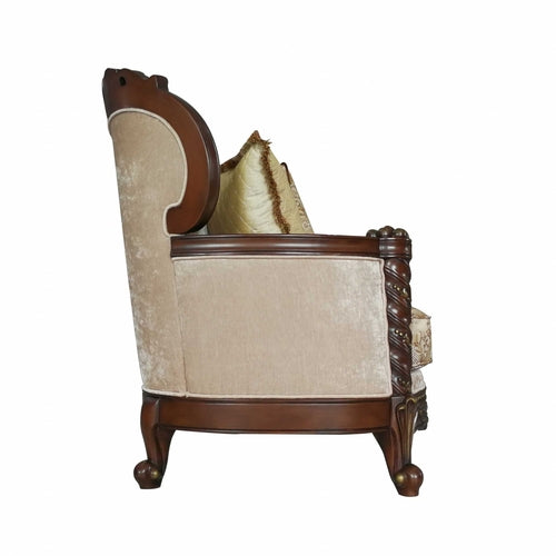 39inches X 85inches X 49inches Fabric Dark Walnut Upholstery Wood