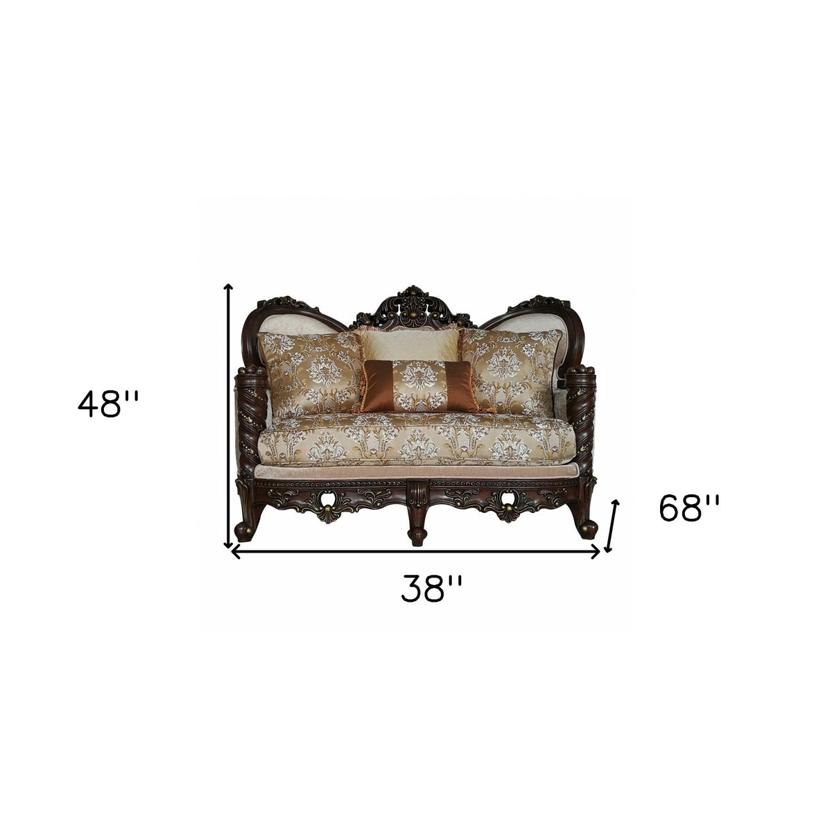 38inches X 68inches X 48inches Fabric Dark Walnut Upholstery Wood