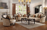41inches X 91inches X 50inches Tan Fabric Black Upholstery Wood Sofa