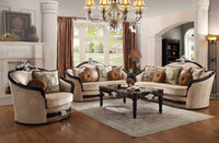 41inches X 91inches X 50inches Tan Fabric Black Upholstery Wood Sofa