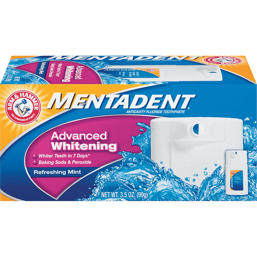 Mentadent Refreshing Mint Advanced Whitening Toothpaste 3.5 Oz. Box