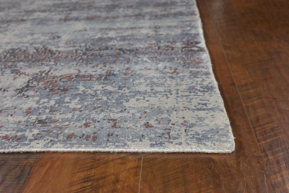 8inchesx10inches Slate Grey Hand Loomed Abstract Brushstroke Indoor