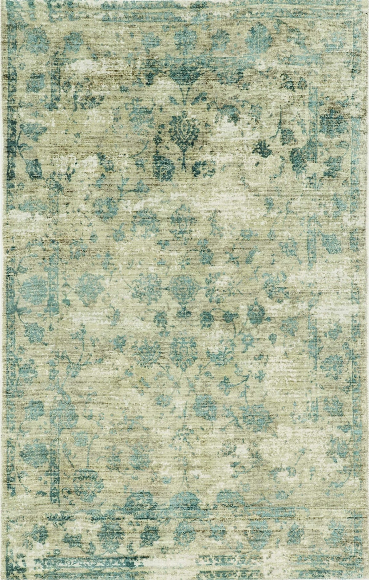 8inchesx10inches Sand Blue Hand Loomed Traditional Floral Indoor Area